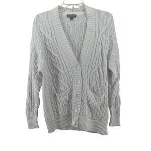 J.Crew 100% Cotton Chunky Cable Knit Cardigan Sweater Women's Medium Cottagecore